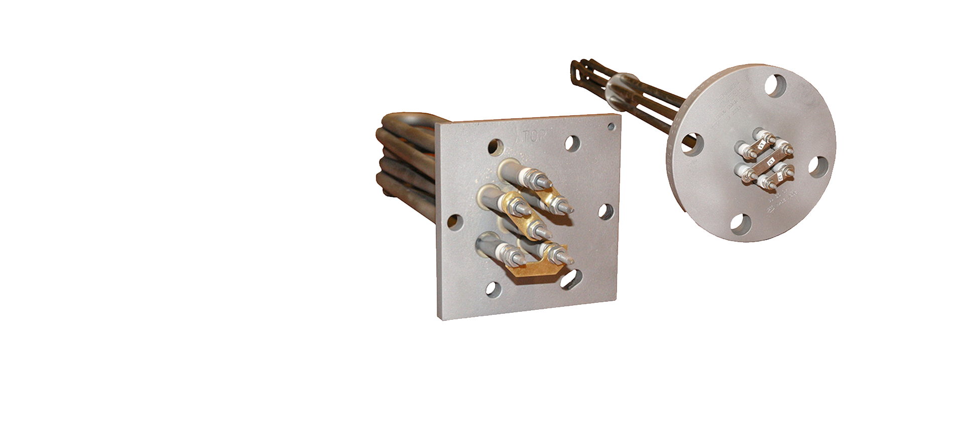 image of square and circular flanged immersion heaters