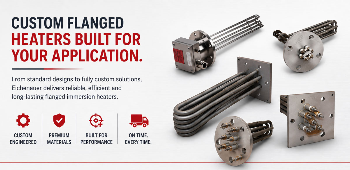 image of square and circular flanged immersion heaters